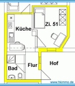Grundriss - Etagenwohnung mit 17,50 m&sup2; in Köthen zur Miete