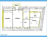 Grundriss 2 Raumwohnung - 
