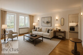 Wohnzimmer_Visualisiert - Wohnen und entspannen: 4-Zimmer-Wohnung mit Garten, XL-Terrasse und GarageStellplatz