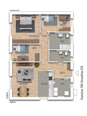 CU760_Prospekt EG - 4 Zimmer Bungalow zum Kaufen in Klappholz