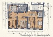mit Hilfe von Gemini erstellt - Grundriss Änderung 4 Zimmer Wohnung Altstadt Schelfstadt