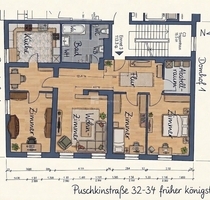 Grundriss Änderung 4 Zimmer Wohnung Altstadt Schelfstadt - Schwerin