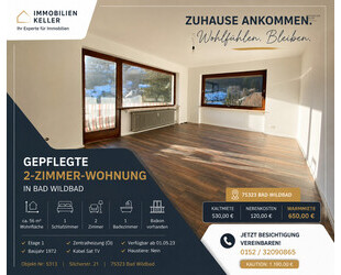Ruhige Renovierte 2 Zimmer Wohnung - Bad Wildbad