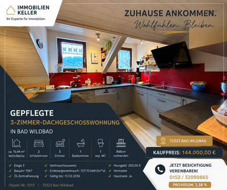 Foto - Ruhige 3-Zimmer-Dachgeschosswohnung mit Balkon & Carport – Kapitalanlage mit Potenzial