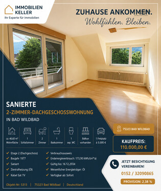 Foto - Zentrale 2-Zimmer Dachwohnung mit Balkon