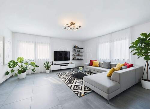 Wohnzimmer - Einrichtungsbeispiel - Etagenwohnung mit 56,00 m&sup2; in Kirkel zum Kaufen