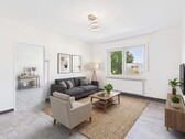 Wohnzimmer virtuell eingerichtet - 2 Zimmer Etagenwohnung in Frankfurt am Main / Unterliederbach