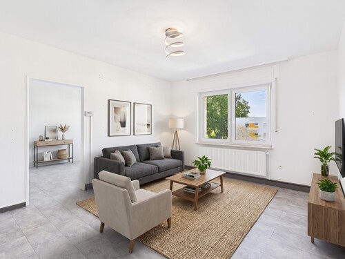 Wohnzimmer virtuell eingerichtet - 2 Zimmer Etagenwohnung in Frankfurt am Main / Unterliederbach