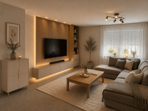 Wohnzimmer KI generiert - 3 Zimmer Erdgeschoßwohnung in Tamm