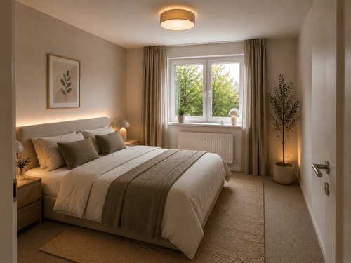 Schlafzimmer KI generiert - Erdgeschoßwohnung mit 78,43 m&sup2; in Tamm zum Kaufen