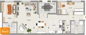 Grundriss Wohnung-Nr. 5 DG 106m² - albero:) 4 mal 3-Zimmer nach Generalsanierung zwischen 68m² und 106m²