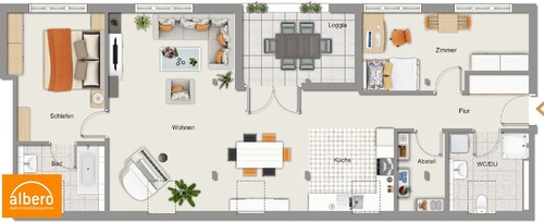 Grundriss Wohnung-Nr. 5 DG 106m² - albero:) 4 mal 3-Zimmer nach Generalsanierung zwischen 68m² und 106m²