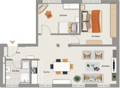 Grundriss Wohnung-Nr. 2 OG 68m² - 3 Zimmer Dachgeschoßwohnung zur Miete in Seligenstadt