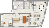 Grundriss Wohnung-Nr. 4 OG 76m² - Dachgeschoßwohnung mit 106,00 m² in Seligenstadt zur Miete