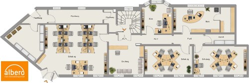 Grundriss Büro OG 155m² - albero:) moderne Büroetage in der Innenstadt