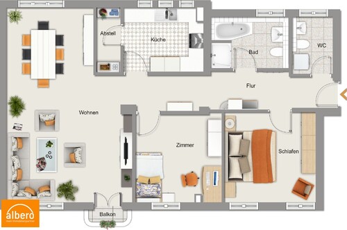 Grundriss Whg. 3 OG 99m² - albero:) top saniert, zentrale Lage