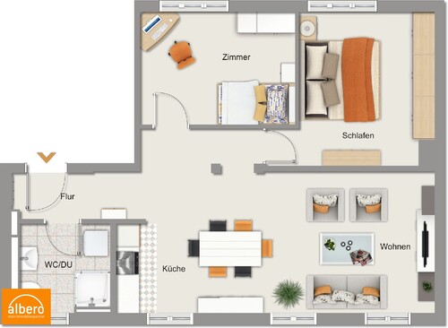 Grundriss Wohnung-Nr. 2 OG 68m² - albero:) Exklusives Wohnen im Herzen von Seligenstadt