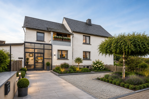 KI Visualisierung Grundstücksfront Neugestaltung - Einfamilienhaus mit 160,00 m&sup2; in Simmern zum Kaufen