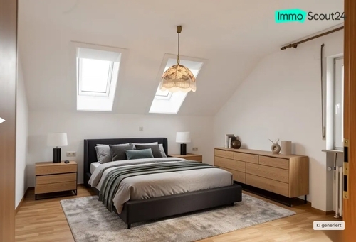 Einrichtungsbeispiel Schlafzimmer - DG mit Sonnenbalkon & eigener PV – Haus komplett erneuert