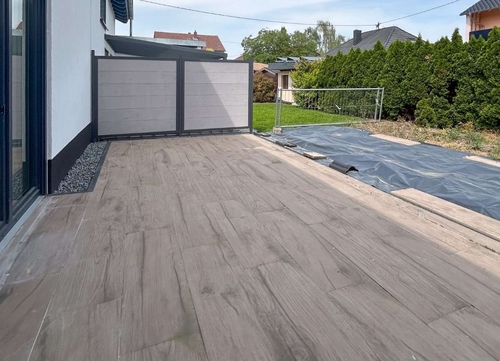 Terrasse mit Ausblick über... - Doppelhaushälfte mit 125,00 m&sup2; in Gimbsheim zum Kaufen