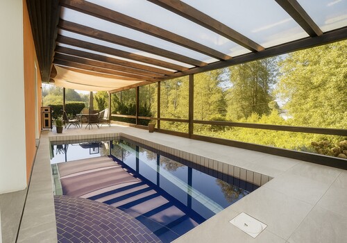 Pool direkter Blick in Richtung Seelandschaft - Traumgrundstück - unmittelbarer Nähe zum See - EFH auf 4.100 qm mit Sauna & Pool in Briesen !