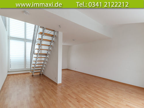 Wohnbereich-und-Treppe - 2 Zimmer Maisonettenwohnung in Leipzig