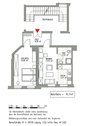 Grundriss - 2 Zimmer Etagenwohnung zur Miete in Leipzig