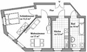 Grundriss - 2 Zimmer Etagenwohnung zur Miete in Leipzig