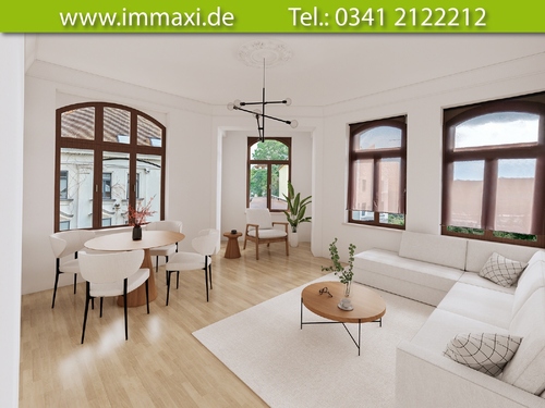 Visualisierung_Wohnzimmer-1OG - Mehrfamilienhaus, Wohnhaus mit 632,00 m² in Leipzig-Großzschocher zum Kaufen