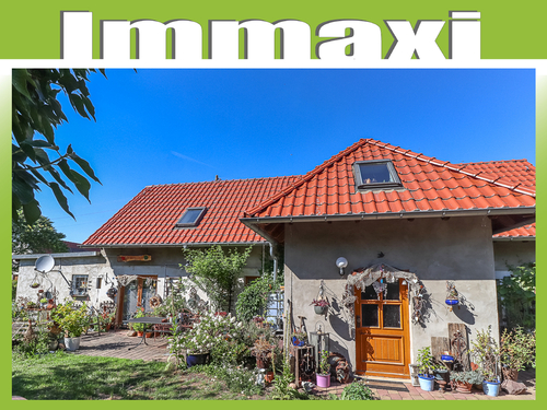 Hausansicht-mit-Terrasse-und-Stellplatz - LÜTZENMICHLITZ + HISTORISCHES EINFAMILIENHAUS ZUM KAUF + VERMIETET