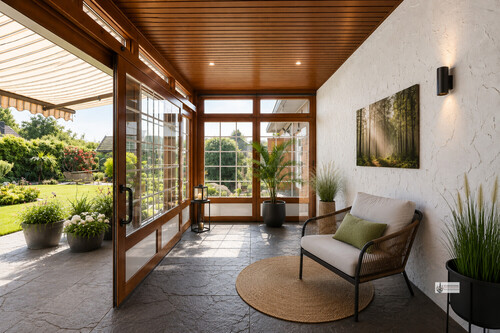 Heller moderner Wintergarten mit Naturblick - 