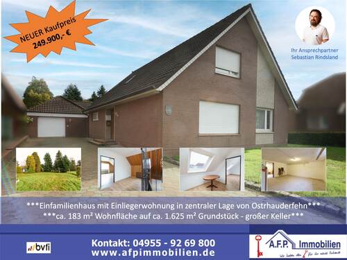 Titelbild AFP-00441 - ***NEUER KAUFPREIS*** Einfamilienhaus mit Einliegerwohnung in zentraler Lage von Ostrhauderfehn