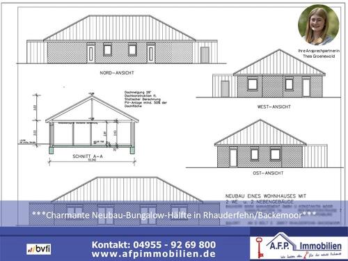 Titelbild - ***Charmante Neubau-Bungalow-Hälfte in RhauderfehnBackemoor***