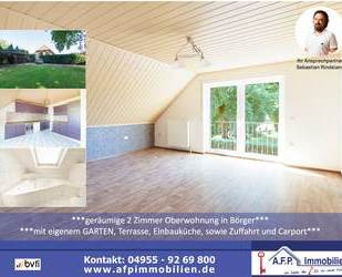 ***geräumige 2 Zimmer Oberwohnung mit EBK in Börger*** mit eigenem Garten, Terrasse, sowie Zufahrt und Carport