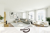 Wohnzimmer - Einrichtungsvorschlag - titel - EINBAUKÜCHE – VINYL-DESIGNBELAG – WANNENBAD HANDTUCHHEIZKÖRPER & WASCHMASCHINENSTELLPLATZ