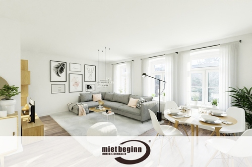 Wohnzimmer - Einrichtungsvorschlag - titel - EINBAUKÜCHE – VINYL-DESIGNBELAG – WANNENBAD HANDTUCHHEIZKÖRPER & WASCHMASCHINENSTELLPLATZ