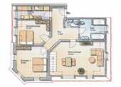 Leben & 2 Schlafzimmer – Grundriss - 