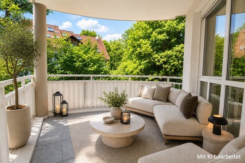 Balkon möbliert! - Wunderschöne 2 Zi Wohnung mit Kamin und TG PLatz - hier können Sie entspannen