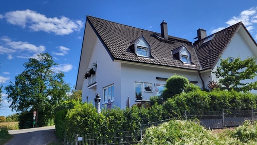 Hausansicht Gartenseite - moderne DHH mit Einliegerwohnung im 'Franzosenviertel'