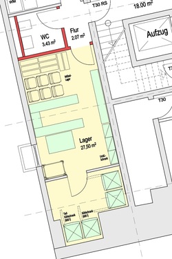 Grundrioss UG, WC + Lager - 