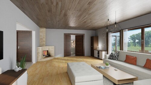 Kachelofen im Wohnzimmer EG - 