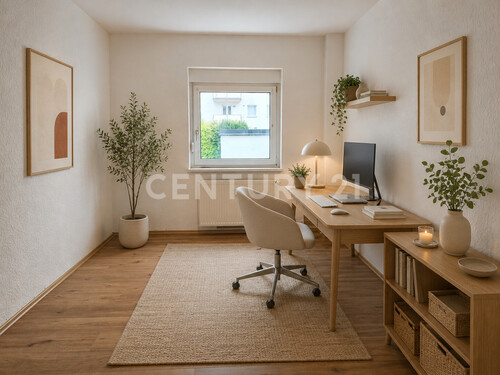 Büro - Virtuelles Staging - Wohnliches Zuhause mit Balkon - 380,00&nbsp;EUR Kaltmiete, ca.&nbsp; 53,00&nbsp;m&sup2;&nbsp;Wohnfl&auml;che
