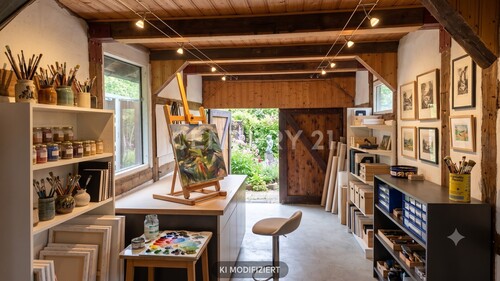 Schuppen als Atelier / Visualisierung KI-generiert - 