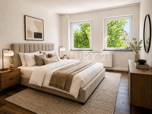 Schlafzimmer - Virtuelles Staging - Etagenwohnung mit 92,00 m&sup2; in Dortmund zur Miete