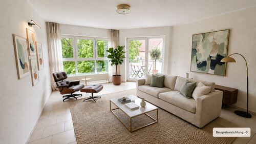 Wohnzimmer mit Beispieleinrichtung - 3 Zimmer Etagenwohnung in Beckum