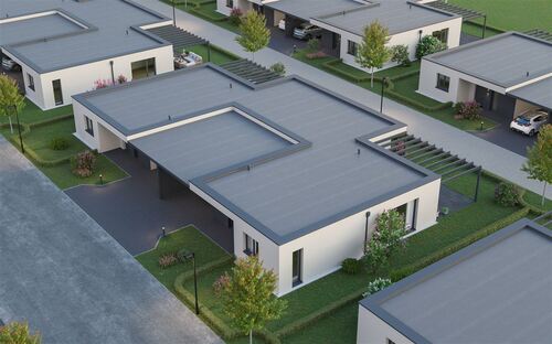  Doppelhaus von oben - Doppelhaushälfte mit 122,82 m² in Steyerberg zum Kaufen