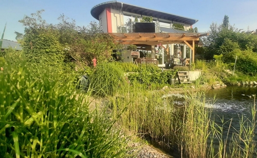 Ansicht Haus mit Schilf - 5 Zimmer Zweifamilienhaus in Rödental