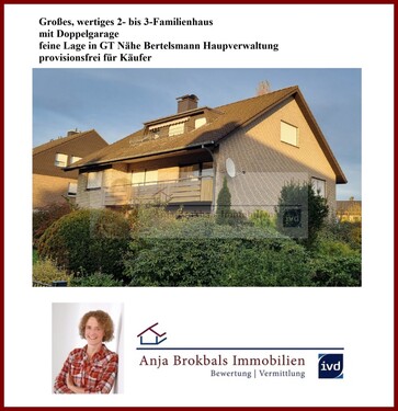 Großes, wertiges 2- bis 3-FamHaus m. Doppelgarage - Großes, wertiges 2- bis 3-Familienhaus, Doppelgarage, feine Lage Nähe Bertelsmann, provisionsfrei für Käufer