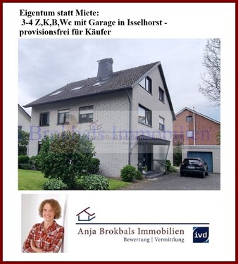 Mit Garage im 3 FH - Eigentum statt Miete: 3-4 ZKBWc mit Garage in Isselhorst - provisionsfrei für Käufer