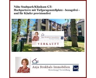 Nähe StadtparkKlinikum GT: Hochparterre mit Tiefgaragenstellplatz - bezugsfrei - für Käufer provisionsfrei - Gütersloh